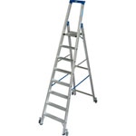 Leitern Stufen - StehLeitern Krause Stufen-StehLeiter, fahrbar (Alu), Arbeitshöhe 3,9 m,