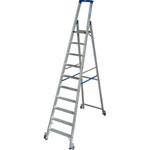 Leitern Stufen - StehLeitern Krause Stufen-StehLeiter, fahrbar (Alu), Arbeitshöhe 4,35 m,