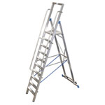 Stufen-Stehleiter mit großer Alu-Plattform, 10-stufig, Arbeitshöhe: ca. 4,35 m, Standhöhe: ca. 2,35 m,