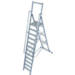 Stufen-Stehleiter mit großer Alu-Plattform, 12-stufig, Arbeitshöhe: ca. 4,80 m, Standhöhe: ca. 2,80 m,