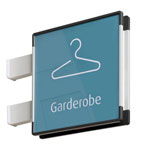 Signcode Flag Fahnenschild mit Kunststoffabdeckung und Aluminiumrahmen für Papiereinlagen