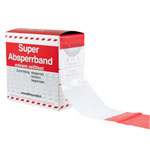 Absperrband rot/weiß geblockt Flatterband in Spenderbox mit Abrollvorrichtung