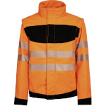 Korntex EOS HiVis Softshell Jacket mit schwarzer Brust Signalorange zwei Seitentaschen, eine Brusttasche mit Reißverschluss