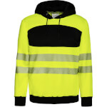 Korntex EOS HiVis Hoodie mit schwarzer Brust Signalgelb Sweatshirt mit Kapuze und Kängurutasche