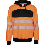Korntex EOS HiVis Hoodie mit schwarzer Brust Signalorange Sweatshirt mit Kapuze und Kängurutasche
