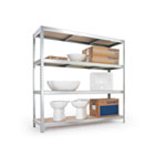 META SPEED-RACK Weitspannregal Stufenholme in 50 mm Raster verstellbar, 4 Fachebenen