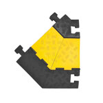 Kabelbrücke groß für Schwerlastverkehr Winkelstück links mit Nut u. Zapfen, schwarz/gelb,