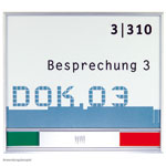 NEW AGE Türschild mit Frei-Besetzt-Anzeige zeitloses Design in flacher Bauweise, Acryglas mit schlichtem Aluminiumrahmen