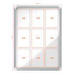 Nobo wetterfester Schaukasten Premium Plus 9x DIN A4 für Innen- und Außenbereiche, mit hochwertigem Alurahmen, magnetisch