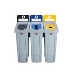 Rubbermaid Slim Jim Recycling-Station Wertstoff-Sammelstation mit 3 Abfallbehältern
