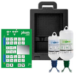 Plum iBox 2 Wandbox gefüllt mit zwei Flaschen Augenspüllösung