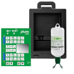 Plum iBox 2 Wandbox gefüllt mit zwei Flaschen Augenspüllösung Inkl. Wandhalterung und separater Piktogrammtafel mit Spiegel