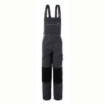 Planam Latzhose Canvas 320 grau-schwarz Arbeitshose mit Reflexbiesen und Gummizug im Bund