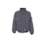 Planam Winterjacke Canvas 320 grau-schwarz wasserdicht, mit Reflexbiesen und Kapuze im Kragen