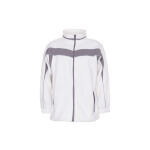 Planam Fleecejacke Plaline weiß-zink mit Reflexbiesen und Ärmelbündchen
