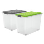 rothopro Stapel Aufbewahrungsbox mit Deckel mit Rollen Fassungsvermögen: 70,0 l