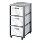 rothopro Schubladen-Tower Country 3 x 18 L elegantes Kunststoffregal mit A4 Schubladen und Rollen