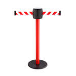 Gurtabsperrsystem Absperrpfosten mit 2 ausziehbaren Gurtbändern