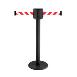 Gurtabsperrsystem Absperrpfosten mit 2 ausziehbaren Gurtbändern