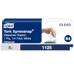 Tork 10840 Xpressnap Weiße Spenderserviette Universal 1-lagig für Spendersystem N4, 1/4 Falzung