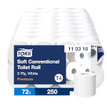 Tork 110316 weiches Kleinrollen Toilettenpapier Premium 3-lagig für Spendersystem T4