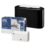 TorkXpress Tischspender Premiumset mit Multifold Handtücher Premium 2 lagig extra weich
