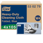 Tork 530279 extra starke Reinigungstücher Premium 1-lagig für Spendersystem W4, Vliesstoff, blau, textilähnlich