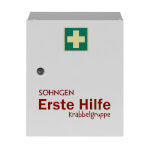Söhngen Verbandschrank Krabbelgruppe weiß gefüllt mit Spezialverbände in kleinkindgerechten Abmessungen
