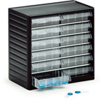 Treston Kleinteilemagazin anthrazitgrauer PP-Rahmen, Etagenböden aus verzinktem Stahl