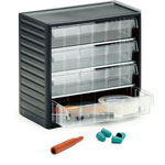 Treston Kleinteilemagazin anthrazitgrauer PP-Rahmen, Etagenböden aus verzinktem Stahl