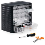 Treston Kleinteilemagazin anthrazitgrauer PP-Rahmen, Etagenböden aus verzinktem Stahl