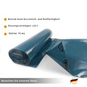 Deiss 10170 Schwerlast-Abfallsack Typ 100 PREMIUM Volumen: 120 l, Farbe: blau, LDPE 70 my
