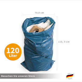Deiss 10170 Schwerlast-Abfallsack Typ 100 PREMIUM Volumen: 120 l, Farbe: blau, LDPE 70 my
