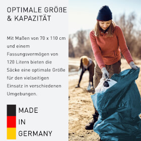 Deiss 10170 Schwerlast-Abfallsack Typ 100 PREMIUM Volumen: 120 l, Farbe: blau, LDPE 70 my