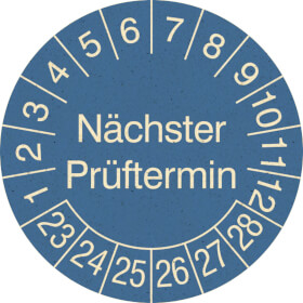 Prfplakette aus Graspapier Nchster Prftermin