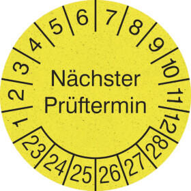 Prfplakette aus Graspapier Nchster Prftermin