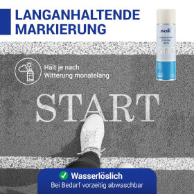 wolk Kreidespray strong für temporäre Markierungen, pflanzenverträglich und wasserlöslich