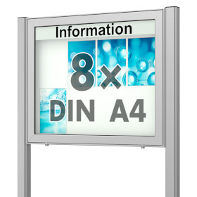 Planus 65 E Freistehender Schaukasten eckig Format für 8 × DIN A4 Blätter