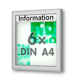 Plenum 65 E Wand - Schaukasten eckig Format für 6 × DIN A4 Blätter