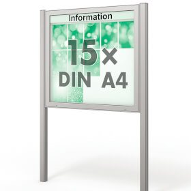 Plenum 65 E Freistehender Schaukasten eckig Format für 15 × DIN A4 Blätter