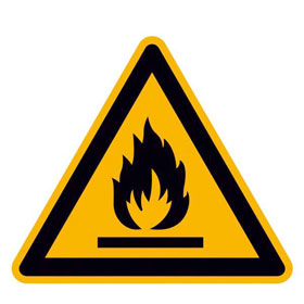 Warnschild auf Bogen Warnung vor feuergefährlichen Stoffen