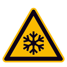 Warnschild auf Bogen Warnung vor niedriger Temperatur / Frost