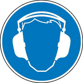 Gebotsschild auf Bogen Gehörschutz benutzen