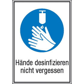 Gebots - Kombischild Hände desinfizieren