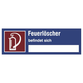 Hinweisschild auf Sicherheitseinrichtung Feuerlöscher befindet sich...