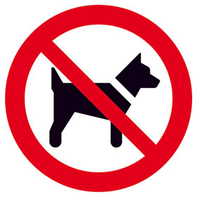 Verbotsschild Mitführen von Hunden (Tieren) verboten