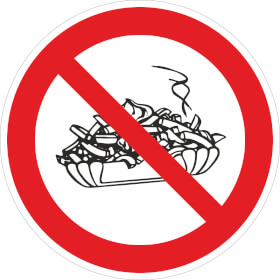 Verbotsschild Mitnahme von Spiesen verboten