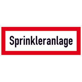 Hinweisschild fr die Feuerwehr Sprinkleranlage