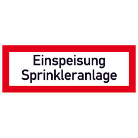 Hinweisschild fr den Brandschutz Einspeisung Sprinkleranlage