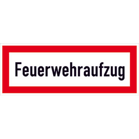 Hinweisschild für die Feuerwehr Feuerwehraufzug